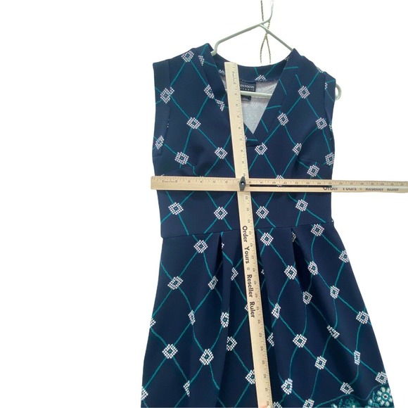 Enfocus Studio Womens Size 8 Blue Print Sleeveless Midi Pullover V Neck Dress - Picture 5 of 10